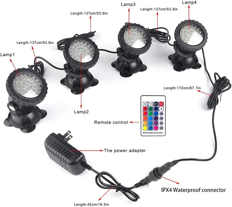 SHOYO أضواء البركة، كشافات خارجية تحت الماء LED لأضواء النافورة IP68 مقاومة للماء RGB ذاكرة قابلة للتعديل ضوء غاطس للحديقة، العشب، الشرفة، بركة، نافورة، شلال، مجموعة من 8 قطع - Image 5